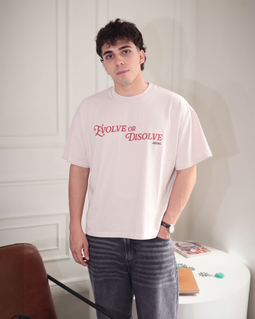 CAMISA EVOLVE OR DISOLVE BEIGE BOXY FIT