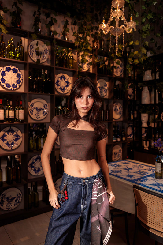 TOP ALTO CUELLO CAFÉ