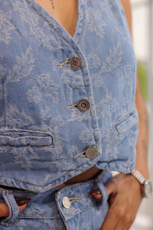 CHALECO ORQUÍDEAS AZUL