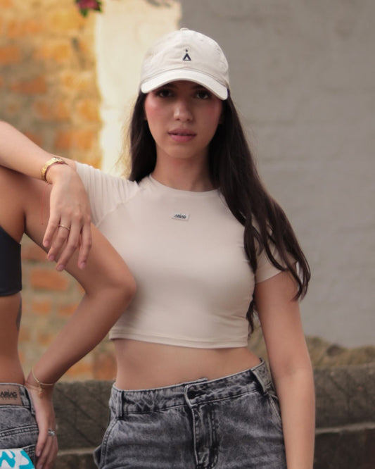 TOP MANGAS BEIGE