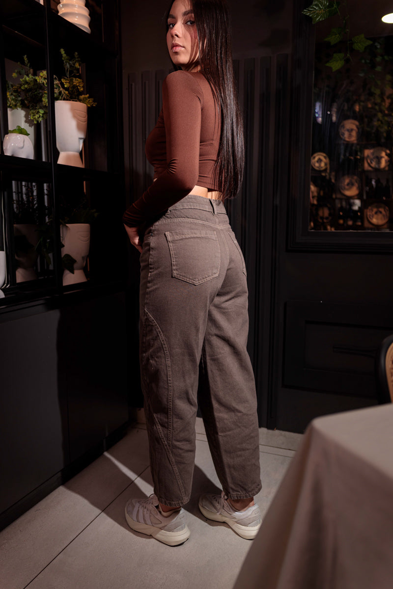 JEAN MUJER GRIS- CAFÉ