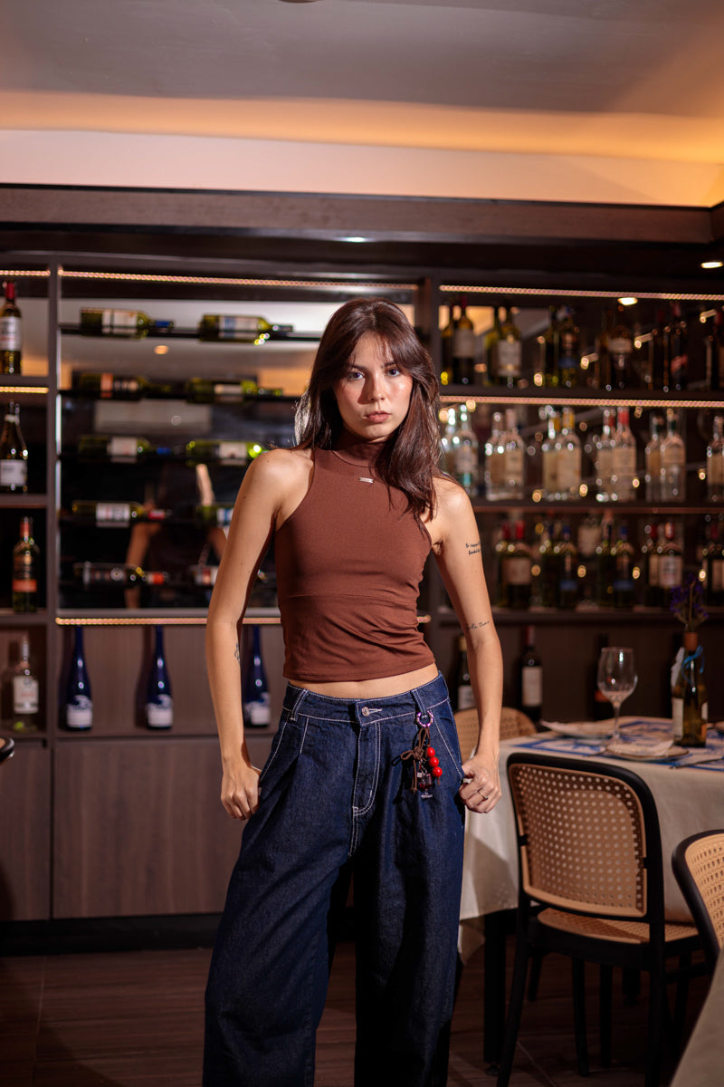 TOP ALTO CUELLO CAFÉ
