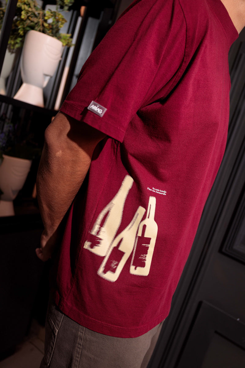 CAMISETA VINO TINTO BOTELLAS