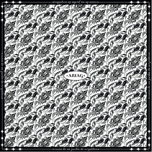 PAÑOLETA ABSTRACCIÓN FLORAL NEGRA