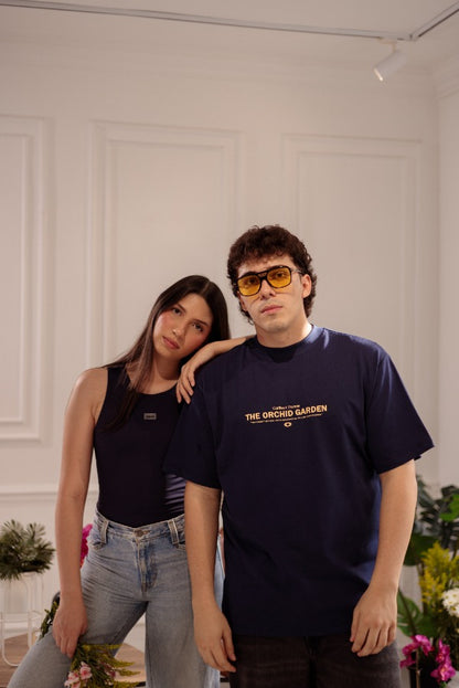 CAMISETA ORCHID GARDEN - OVERSIZED AZUL