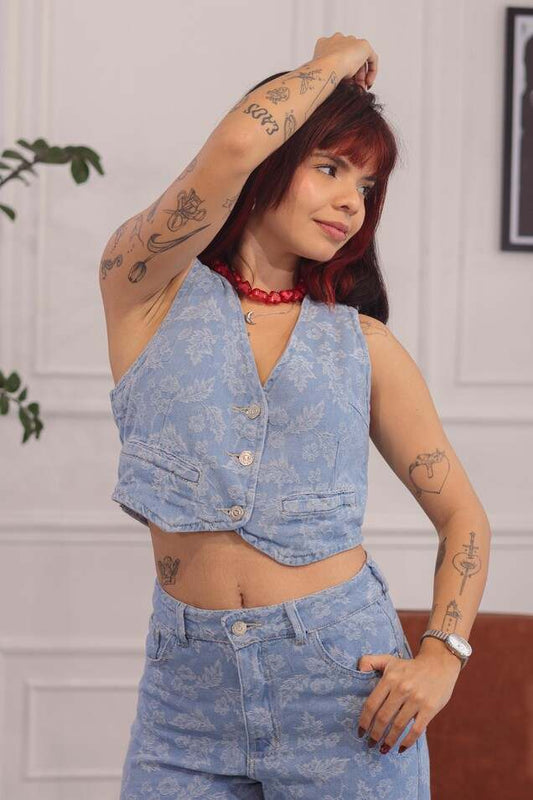 CHALECO ORQUÍDEAS AZUL